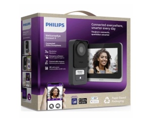 Philips WelcomeEye Connect 3 videó ajtónyitó telefonkészlet, Wi-Fi, 7" érintőképernyő, 3K kamera, 3K éjjellátó, 3K, okostelefonos vezérlés, RFID és QR hozzáférés