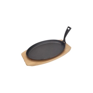 Platou din fonta cu suport din lemn si dispozitiv de prindere, HENDI, negru, 280x140x(H)30mm - Img 2