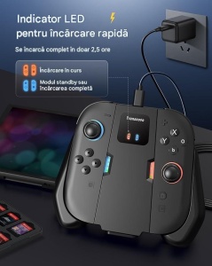 Powerbank / Grip incarcare Joy-Con Nintendo Switch 2, acumulator incorporat 1400mAh, Transnovo - Img 3