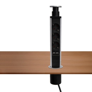 Prelungitor 3p, incastrabil in masa, 2xUSB - Img 2