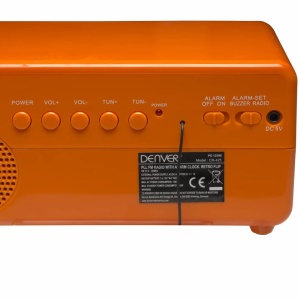 Radio cu Ceas tip VINTAGE Deșteptător Retro Denver CR-425, Afișaj Mecanic Flip Clock, Tuner PLL FM, Alarmă Duală, Sursă Backup 4x AA, Portocaliu - Img 4