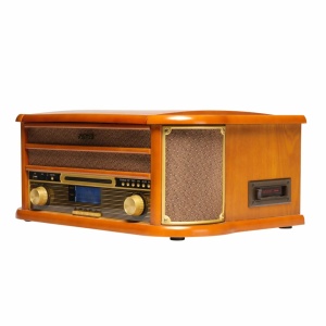 RETRO sztereó, cd-lejátszó, usb, tuner, aux, kazetta, hangszedő, fa doboz, Denver MRD-51 - Img 8