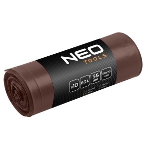 Saci pentru deseuri 60 L, maro, 35 mic, 10 buc.