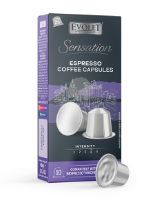 Set 10 capsule cafea premium compatibile NESPRESSO, BRAZIL, 100% ESPRESSO, Evolet