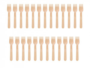 Set 25 furculite lemn ecologic, 16.5 cm, Pap Star - Img 1