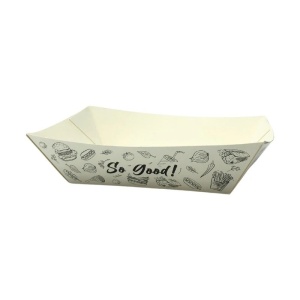 Set 250 barcute din carton pentru servit alimente fast food, 600cc, 165x115x40mm, model URBAN ALB - Img 3