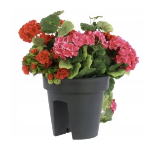 Set 3 ghivece pentru gard / balustrada, diametru 30cm, negru, PVC - Img 3