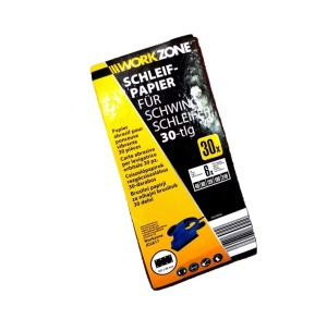 Set 30 benzi abrazive slefuitor, dreptunghi, 187 x 90 mm, 40 , 80, 120, 180, 240 grit, prindere velcro, Workzone - Img 3