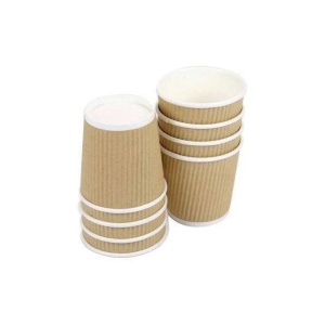 Set 30 pahare carton, ripped natur, 8oz, 235ml, D80, protectie maini - Img 2