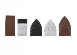Set 34 benzi abrazive slefuitor cu velcro, tip patrat mic, triunghi mic, grit 60, 120, 180, 240, Parkside - Img 1