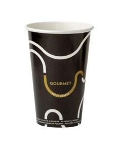 Set 500 pahare carton pentru bauturi calde, cafea, ceai, vin fiert, targuri, 350ml, 12oz, d80mm, model Gourmet negru