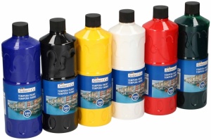 Set 6 culori pentru pictura, TEMPERA, 6 x 500ml ( 3L ), galben, rosu, verde, alb, negru, albastru, Artist&CO