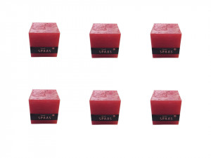 Set 6 lumanari profesionale, 6 x 900gr, rosu, 10.2 x 10 x 10cm, ardere 65 ore/lumanare, SPAAS - Img 1