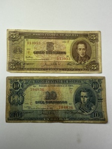 Set Bancnote - Bolivia - 5/10 Bolivianos 1945