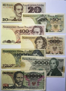 Set Bancnote Polonia - 20/50/100/500/1000/5000/10000 Zlotych