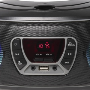 Sistem Audio Portabil Boombox Denver TCL-212BT, CD Player, Bluetooth, Radio FM, USB MP3, Lumini LED, AUX, Negru - Img 6