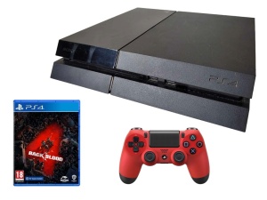 Sony PlayStation 4 játékkonzol, + 1 piros vezérlő, CUH-1004A modell, 500 GB-os merevlemez + Black4Blood játék, használt