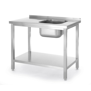 Spalator cu o cuva Budget Line cu chiuveta stanga, dimensiuni 1000 x 600 (H) 850 mm, cu raft, infiletat
