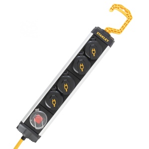 STANLEY prelungitor 4 prize, intrerupator, cu carlig, IP44, 5 m, H07RNF 3G1,5
