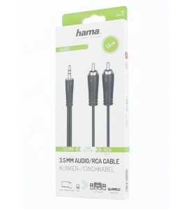 Sztereó audiokábel, 3,5 mm-es jack 3,5 mm-es tata 2 x RCA tata, 0,75m, HAMA