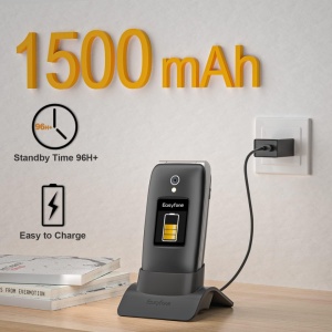 Telefon mobil cu clapeta de buget pentru seniori, cifre mari, camera, sunet puternic, USB-C, 2 x ecran LCD COLOR, Easyfone Prime A1 PRO 4G, NEGRU - Img 3