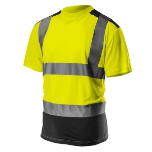 Tricou de inalta vizibilitate, partea de jos neagra, galben, marimea XL