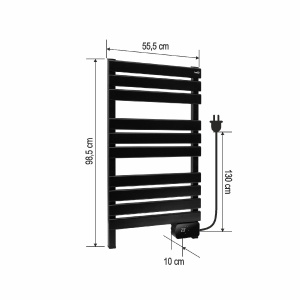 Uscător electric de prosoape montat pe perete, SMART, negru, 450 W - Img 2