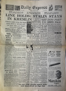 Ziar Istoric - Anglia - Daily Express, ediția de duminică, 12 octombrie 1941 (Nr. 12.917, Londra).