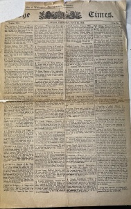 Ziar Istoric - The Times, Londra – 22 iunie 1815- Ediție istorică publicată la doar câteva zile după Bătălia de la Waterloo (18 iunie 1815), care a pus capăt dominației lui Napoleon. - Img 5