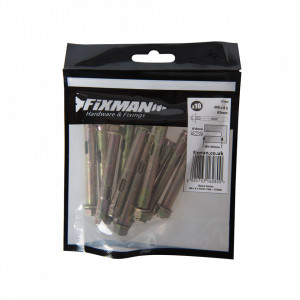 10 db betonrögzítő csavar készlet, horganyzott acél, anya M8 x 65mm, Fixman - Img 3