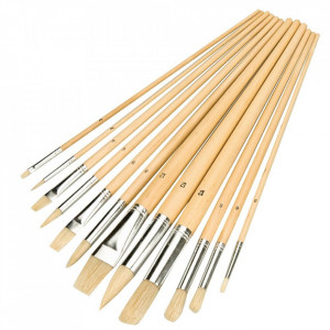 12 darabos ecsetkészlet, természetes fa nyéllel, 2-12mm, Silverline - Img 3