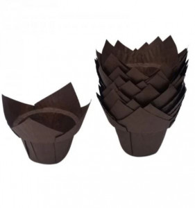 150 darabos sütőforma készlet muffinokhoz, tulipán formák, hőpapír, 50 x 80, barna - Img 4