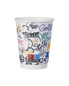 25 darabos duplafalú karton mixpohár készlet, 350ml, 12oz, Graffiti Mix, kifolyócső D90 - Img 7