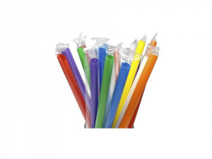 250 darabos készlet, egyenként csomagolt műanyag szívószálak Bubble Tea, 210 x 12mm, többszínűek - Img 3