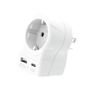 Adaptor de călătorie SKROSS, „Europa – SUA”, USB-C USB-A (20 W PD, încărcare rapidă, alb)