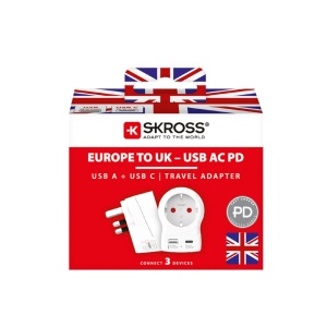 Adaptor de călătorie SKROSS, „Europe to UK”, USB-C USB-A (20 W PD, încărcare rapidă, alb) - Img 4
