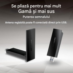 Adaptor USB Wireless profesional, NetGear AX1800, WiFi 6, USB 3.0, 600-1200 Mbps, NETGEAR Nighthawk - Img 7