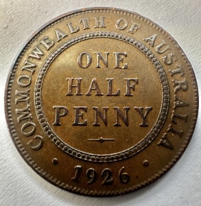 AUSTRALIA - GEORGE V - HALF PENNY 1926