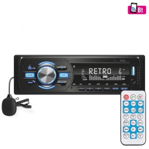 Autólejátszó 1DIN, rádió, bluetooth, USB, SD kártya, aux, 4 x 45W, hívás mikrofon, távirányító, Sal