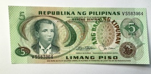Bancnota Filipine - 5 Piso 1970
