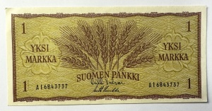 Bancnota Finlanda - 1 Markka 1963