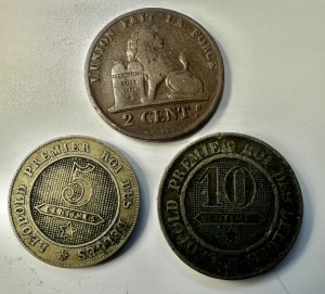 BELGIA - LEOPOLD I - 2/5/10 CENTIMES ( 1859-1863 )