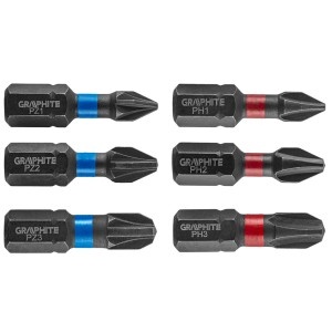 Biti de impact PH1/2/3, PZ1/2/3 x25mm, set 6 buc