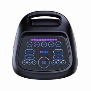 Boxă Activă de Petrecere Denver BPS-370, 100W RMS, Două Woofer-e 6.5", Bluetooth 5.3, Karaoke, Microfon Wireless Inclus, Lumini LED RGB, TWS, IPX4, Roți și Mâner, Neagra - Img 4