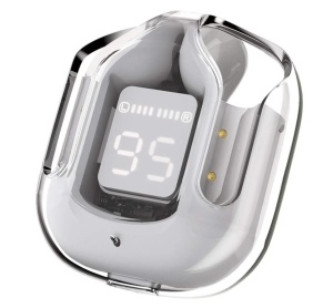 Casti Wireless Stereo, Bluetooth, ALB, afisaj LED, incarcare cu docking case, T'nB