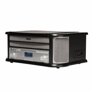 Combina muzicala tip RETRO, cd-player, usb, tunner, aux, caseta, pick-up, cutie lemn, NEGRU, Denver MRD-51B - Img 11
