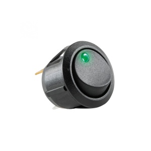 comutator basculant, 1 circuit, 12V cu LED, verde