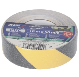 Csúszásgátló szalag, lépcső, előszoba, kórház, öntapadó, 50mm x 18m, pvc, sárga/fekete, Dedra - Img 2