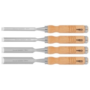 Dalti 6, 12, 18, 24 mm, set 4 buc, manere de lemn