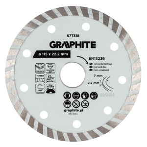 Disc de taiere diamantat Turbo, 115 x 22,22 mm, taiere uscata si umeda